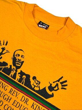 VTG 1994 MLK Day Martin Luther  King Jr. Mens Single Stitch T-Shirt Gold • XL